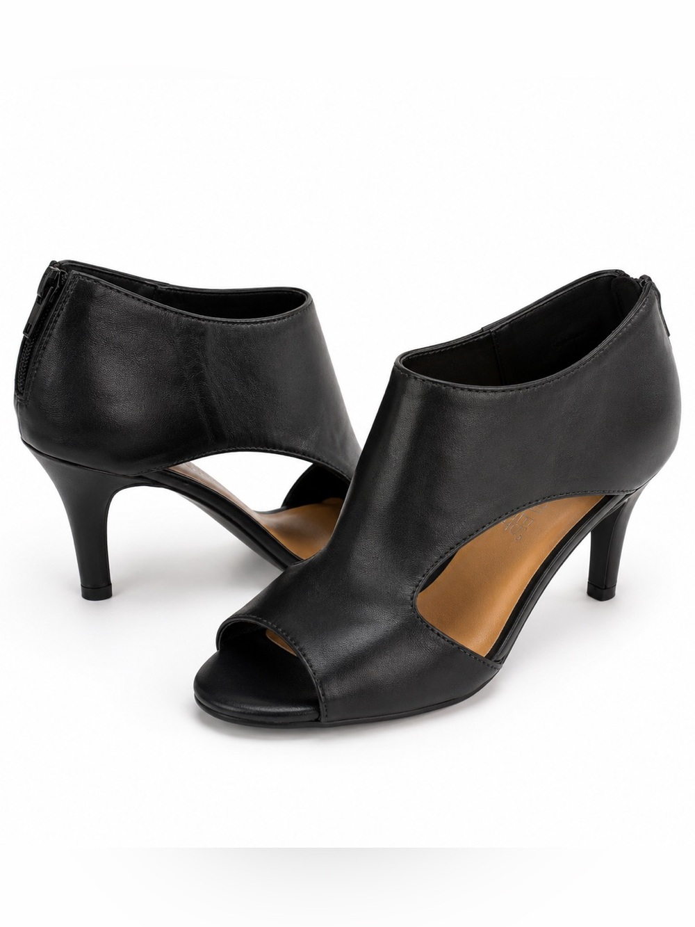 Aerosoles Heel Rest Black Cutout Peep Toe Booties Heels Size 5.5